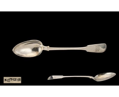 William IV Silver Serving Spoon Plain Fiddle Pattern, Hallmarked For Chester S 1836, Makers Mark For John Sutter, Length 12.5