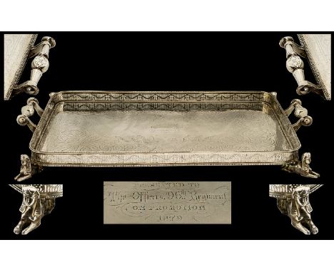 Historical Military Interest Mid 19thC Period Magnificent and Unique Sterling Silver Regimental Mess Presentation Gallery Tra