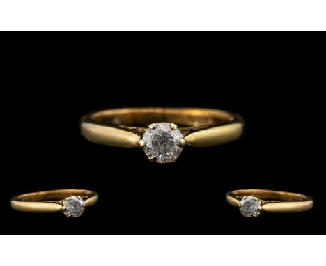 9ct Gold Diamond Solitaire Ring of Good Sparkle. Size - I, Please See Image. 