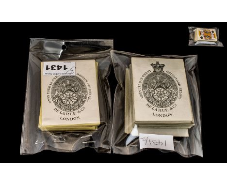 2 Victorian Full Packs of Playing Cards, By DE. LA. RUE &amp; CO, London ( When Used In Great Britian and Ireland ) Duty Thre