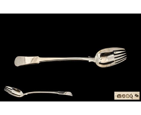 George III Silver Salad Server Plain Fiddle Pattern, Hallmarked For London H 1803 SH Probably (Solomon Hougham) Length 12 Inc