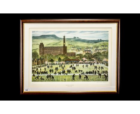 Lloyd George Higgins 1912 - 1980 Ltd Edition Signed Colour Print - Titled ' Centre Todmorden ' Mount and Framed Behind Glass.