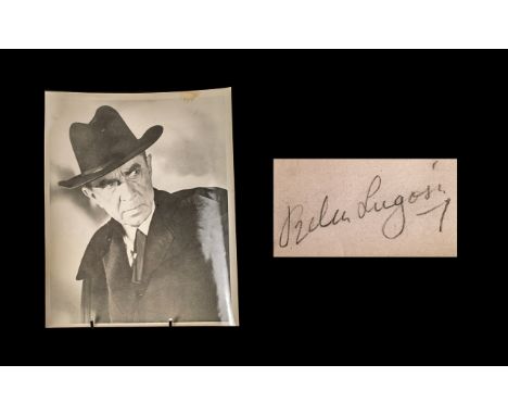 Bela Lugosi Dracula Autograph In Pencil on Vintage Page Plus Photo. 