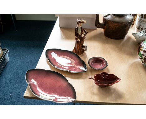 Carltonware - Four pieces of Ruby Pattern.  Please see images. Plus Renaissance Petite Ladies 'Rebecca' Figure 8" tall, depic