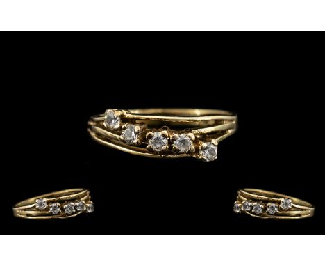 9ct Gold Dress Ring with Channel Set White Stones. Ring Size - K. Please See Image. 