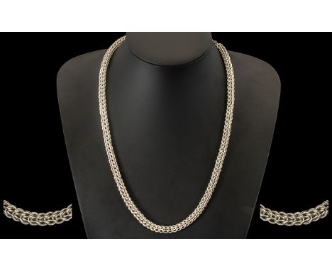 Chunky Silver Fancy Link Necklace Adjustable Length 18-22 Inches, Fully Hallmarked, Weight 52 grams