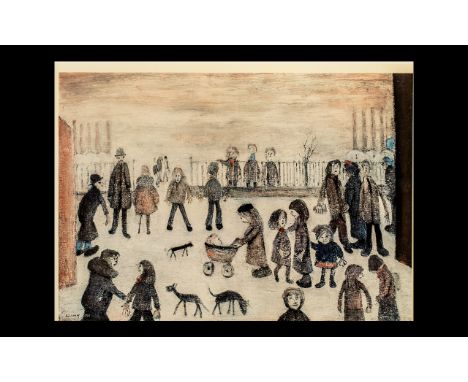 L. S. Lowry Limited Edition Print ' The Park ' Pencil Number 356/850. Blind Stamp H.D. Limited Edition, Framed and Glazed. Me