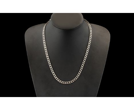 Solid SIlver Hallmarked Curb Necklace, 19 Inches In length. Fully Hallmarked and Marked Silver. 