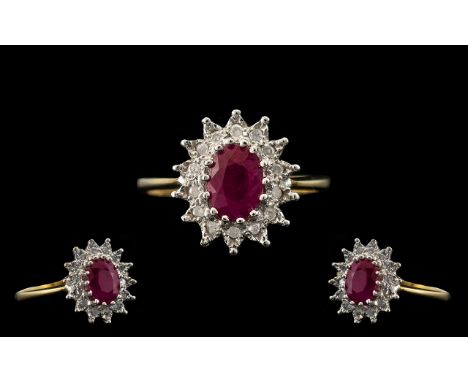 9ct Diamond and Ruby Ring, Lovely Design and Quality. Please See Image. Ring Size M. 