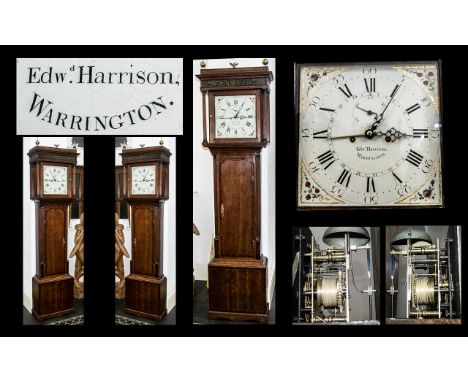 A Georgian Period Eight Day Oak and Mahogany Longcase Clock - by Edward Harrision, Warrington. Circa 1760's of superb proport