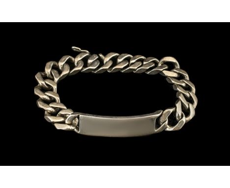 Heavy Silver ID Bracelet Length 10 Inches, Fully Hallmarked Weight 83 grams.