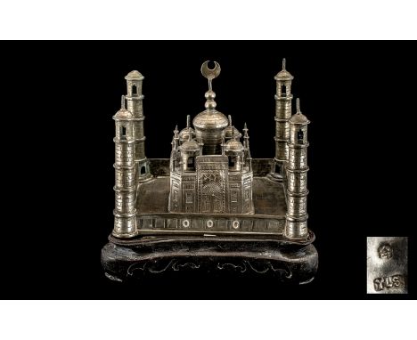 Chinese Antique Silver Model of The Taj-Ma-Hal India, Stamped to the Base with Chinese Character Marks and Monogram - Y.L.S, 