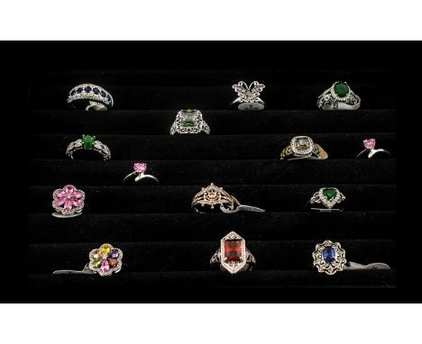 A Good Collection of 925 Silver Dress Rings, All Marked for Silver, And All In New Condition. Beautiful Collection of All Dif
