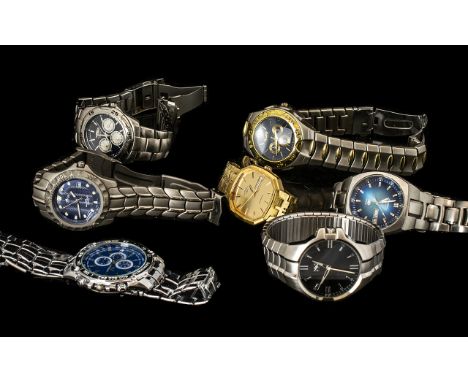 Collection Of Gents Modern Wristwatches Makes To Include Ridd, Fossil, Umbro, Lotus, Rotary etc.   