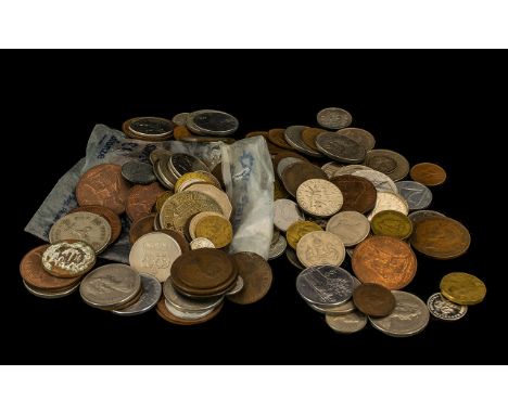 A Collection of Mixed Value Coins mostly GB. Some European, odd silver.