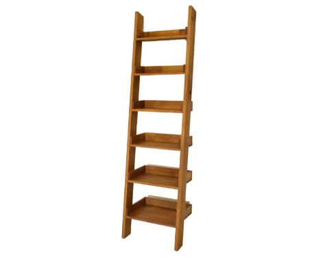 Modern light oak open waterfall bookcase fitted six shelves, 48cm wide x 180cm high  