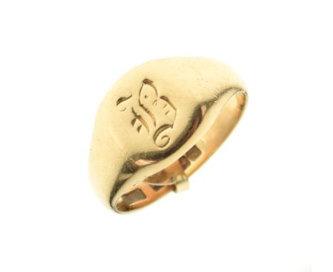 Gentleman's 18ct gold signet ring, size R, 6.9g approx  