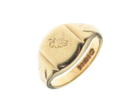 Gentleman's 9ct gold signet ring of heavy gauge, size R, 8.5g approx  