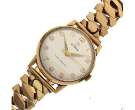 Tudor - Silver Arabic dial with centre seconds and luminous hands, manual wind movement, 34mm excluding winder, to a gilt fle