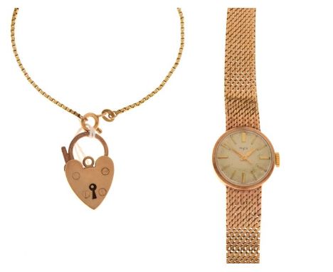 Watches of Switzerland - Lady's yellow metal wristwatch, champagne dial with baton markers and hands, centre seconds sweep, i