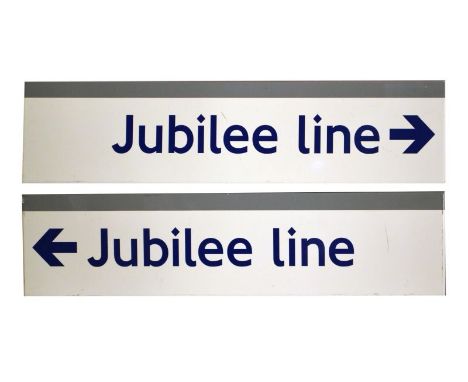 Railway Interest - Two enamel signs - Jubilee Line, 30cm x 130cm  