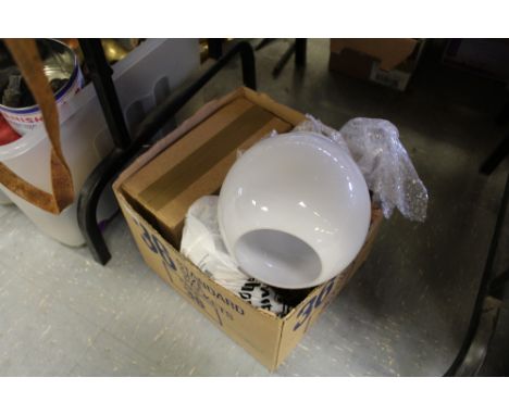 Box of lamp, chimney's, parts etc