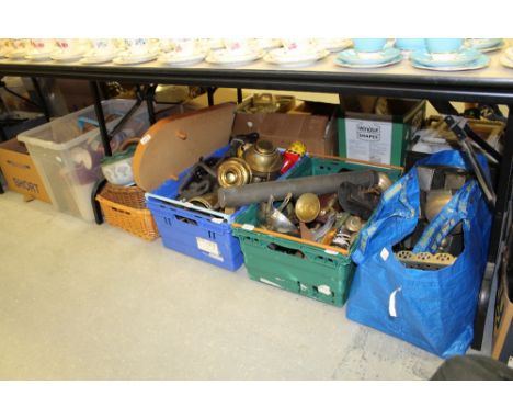 Quantity of miscellaneous, stoneware, lamp parts (4 boxes and bag)