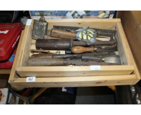 Vintage woodworking tools, gouges etc & metal AA membership car badge, vintaqe wood turning gouges, tools etc, RAC motorists 
