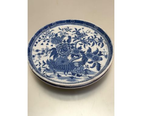 A 19th century china cake stand decorated with chrysanthemum and vase of flowers transfer print and design with leaf and flor