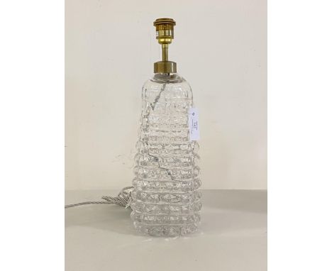 A moulded glass table light, of crushed bottle form, H46cm