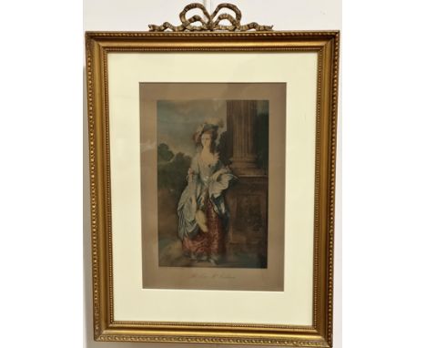 After St Thomas Gainsborough RA, The Honorable Mrs Graham, print in Edwardian gilt ribbon surmounted frame, (31cm x 22cm)