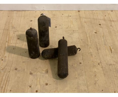Two pairs of 19th century longcase clock weights