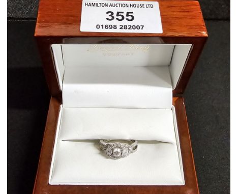 14 CARAT WHITE GOLD WITH 3 STONE DIAMOND RING, WEIGHT APPROX 3.9 GRAMS