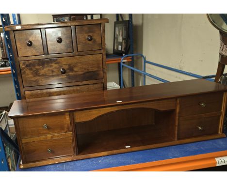 HEAVY MAHOGANY 5 DRAWER CHEST, DESK UNIT