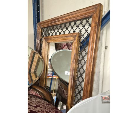 METAL &amp; WOODEN FRAMED ORNAMENTAL WALL MIRROR     