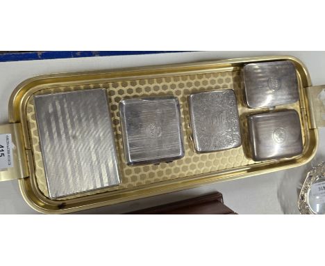 ONE LONDON ENGINE TOOLED ENGRAVED CIGARETTE BOX, 4 BIRMINGHAM SILVER CIGARETTE BOXES, WEIGHT APPROX 568.1 GRAMS