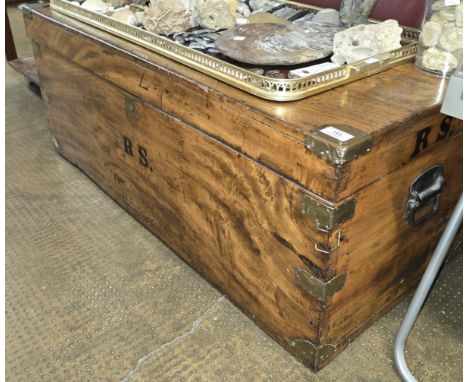 MAHOGANY WITH BRASS BOUND DOUBLE HANDLED CARRIAGE TRUNK     