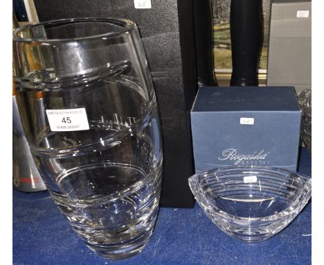 CUT CRYSTAL VASE BY MANHATTAN WITH BOX, RAGASKA LEAD CRYSTAL BOWL WITH BOX