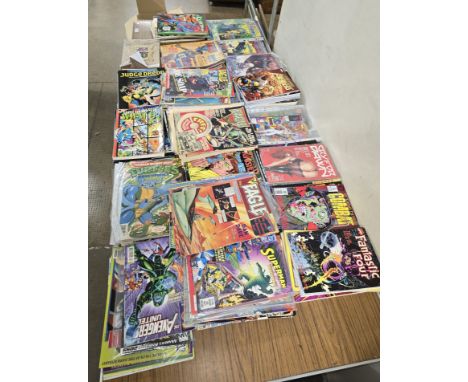 LARGE QUANTITY OF DC ACTION COMICS, SUPERGIRL, SUPERMAN, EAGLE COMICS, SPIDERMAN, TEENAGE MUTANT NINJA TURTLE, FANTASTIC 4 BO