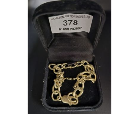 9 CARAT GOLD LADIES BRACELET, WITH SAFETY CHAIN, WEIGHT APPROX 15 GRAMS