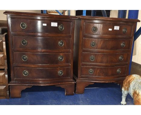 PAIR OF 4 DRAWER BRACKET FEET BOW FRONTED 16½" CHESTS