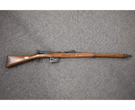 A Swiss Schmidt Rubin 1889 Rifle 7.5 x 53.5 Calibre, serial number in two places 204126 also on magazine, proof marks seen, P