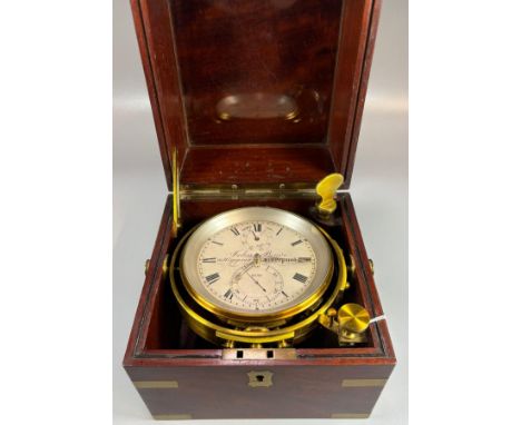 Late 19th century Marine chronometer by John Bruce of Liverpool, having 11.5cm silvered dial with maker's name and address, '