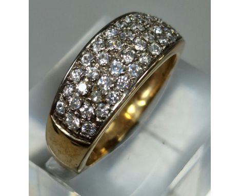 9ct gold and diamond multi-cluster ring. 4.5g approx. Size P. (B.P. 21% + VAT)