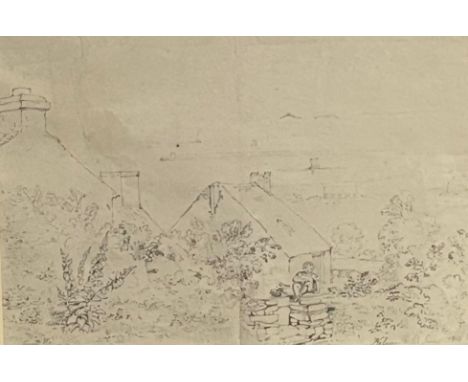 Thomas Baxter (British 1782 - 1821), 'Sketch from Kilvey', a topographically interesting and unusual pencil sketch of the Swa