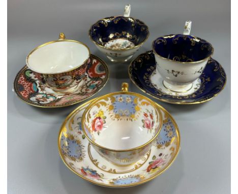 Collection of 19th century English porcelain cabinet cups and saucers to include: Ridgway, Flight Barr and Barr and Coalport 