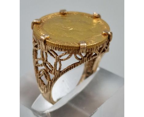 George V gold half sovereign ring, dated 1910. 7.3g approx. Size O1/2. (B.P. 21% + VAT)