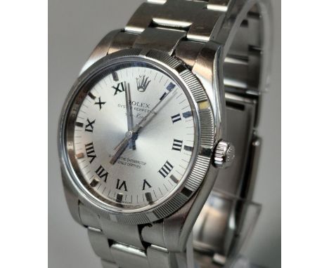 Rolex Oyster Perpetual steel Air King Superlative Chronometer wristwatch, having Roman face and stainless steel bracelet stra