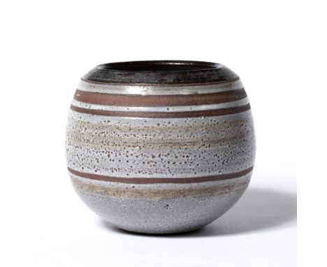 Michael Casson (British 1925-2003) Stoneware vase banded salt glaze impressed potter's mark to underside 14cm high