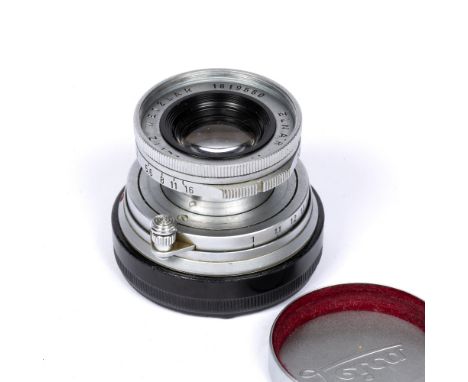 Leica (Germany) Leitz Wetzlar, Elmar 50mm f2.8 camera lens, mid-20th Century  with front and rear cap serial No 1819550